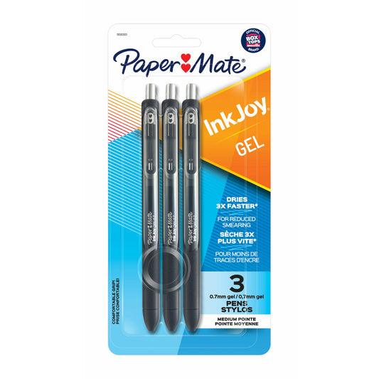 Paper Mate InkJoy Gel Pen - .7mm - Black - 3 Pack