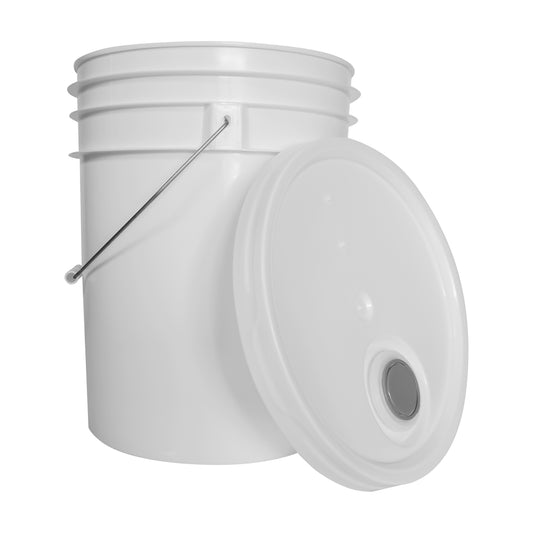 WASIP Plastic Pail - Metal Handle with Lid - White - 20L