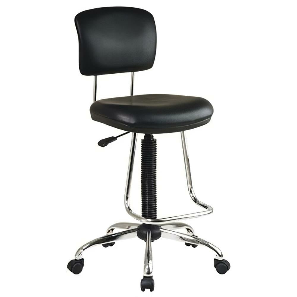 Worksmart Drafting Task Stool black with chrome base