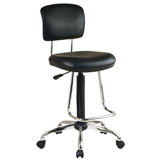 Worksmart Drafting Task Stool black with chrome base