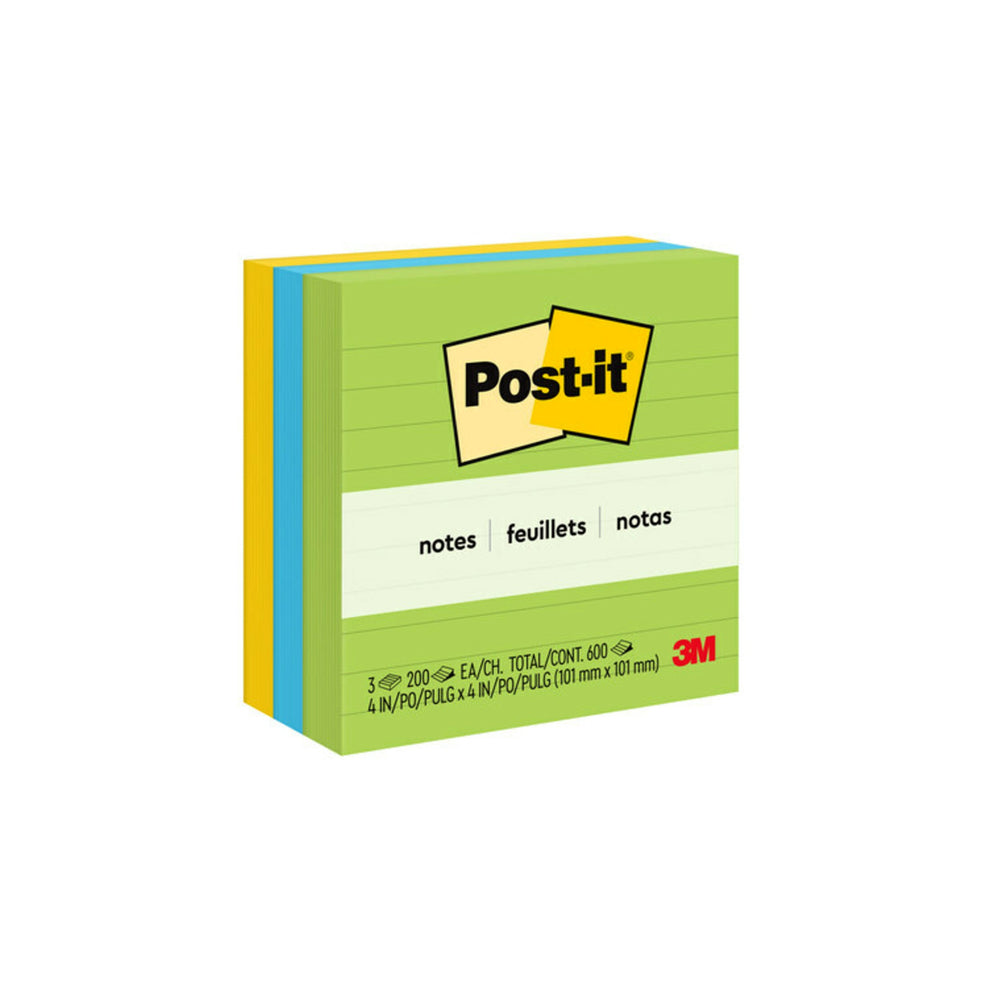 Post-it Notes, Jaipur Collection, Lined, 4" x 4", 3 pads/pack