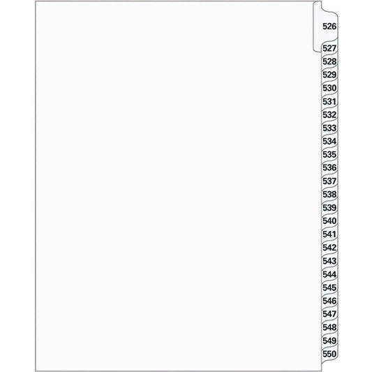 Supreme Litigation Tabs 25th Cut Numeric Set 11" White #526-550