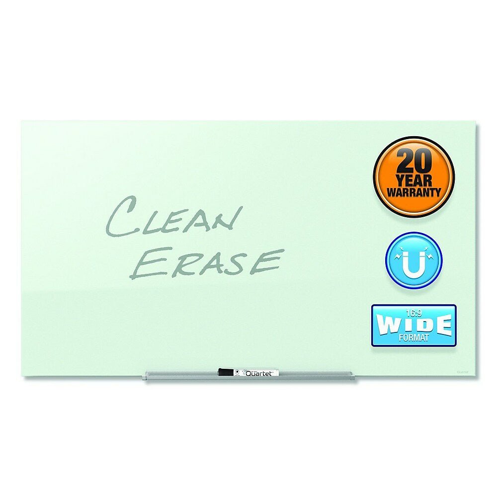 Tableau magnétique effaçable à sec Quartet InvisaMount en verre - 85" x 48" - Blanc
