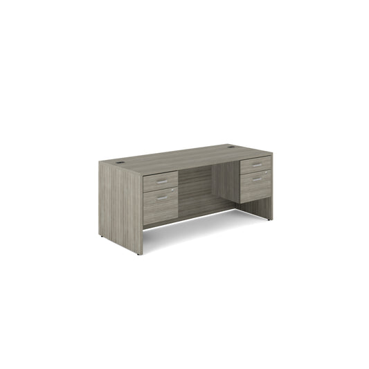 Offices to Go - Newland Double Pedestal Desk - 4 Drawer - 72" W x 30" D - Light Grey