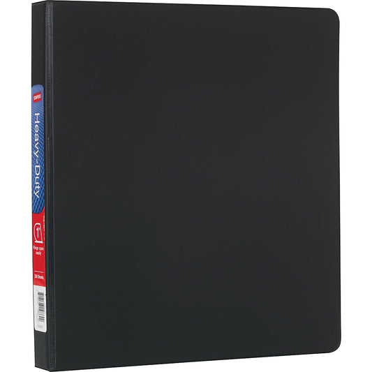 Staples Heavy-Duty Binder with D-Rings - 1" - Black