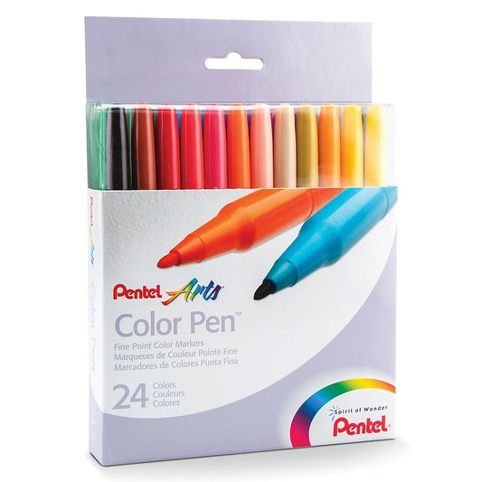 Marqueurs de couleur Pentel Arts Sign Pen – Pointe fine – Assortiment – ​​Lot de 24
