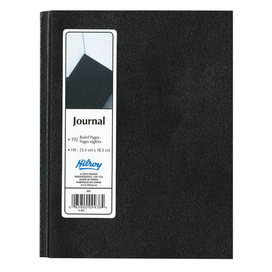 Journal ligné Hilroy H9 - 7" x 9-1/4" - 96 feuilles - Noir