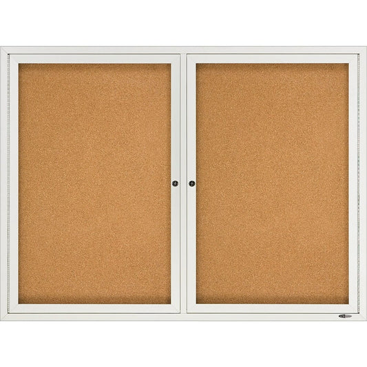 Tableau d'affichage Quartet en liège, cadre en aluminium, 48" x 36", 2 portes (23640)