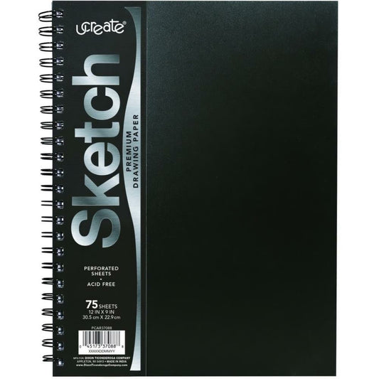 UCreate Poly Cover Sketch Book, Heavyweight, unruled 12" x 9", 75 Sheets