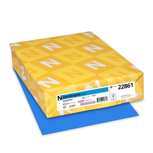 Astrobrights Coloured Paper - 8.5" x 11" - Celestial Blue - 250 Sheets