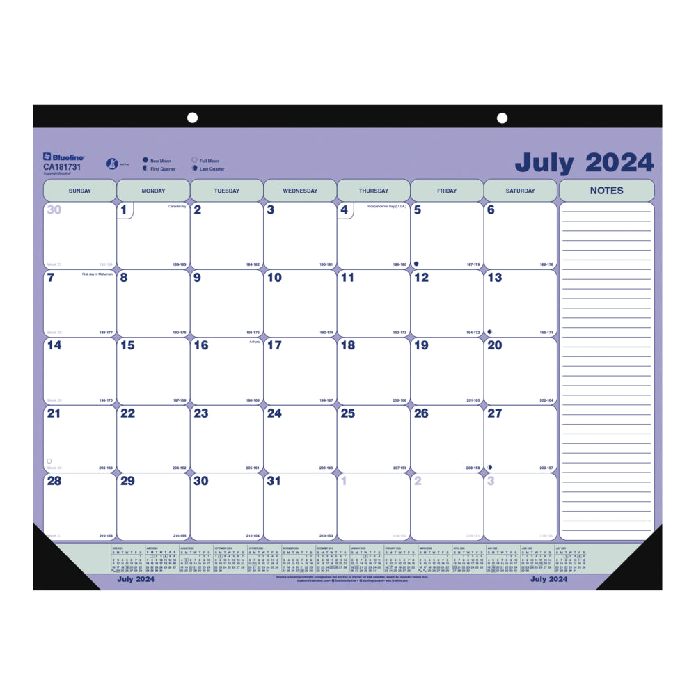 Blueline 2024-2025 Monthly Academic Desk Pad - 21 1/4" x 16" - English
