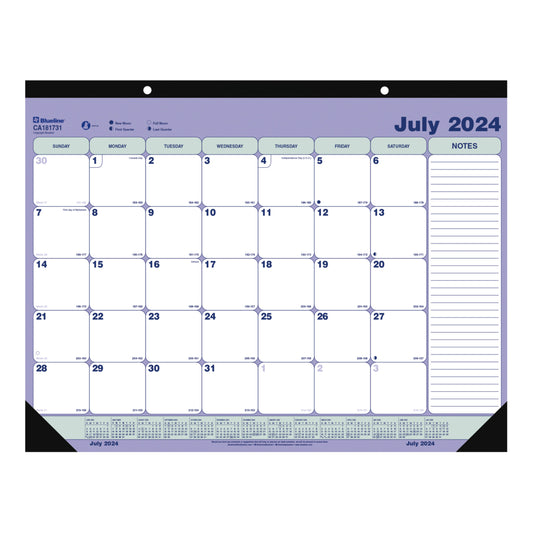 Blueline 2024-2025 Monthly Academic Desk Pad - 21 1/4" x 16" - English