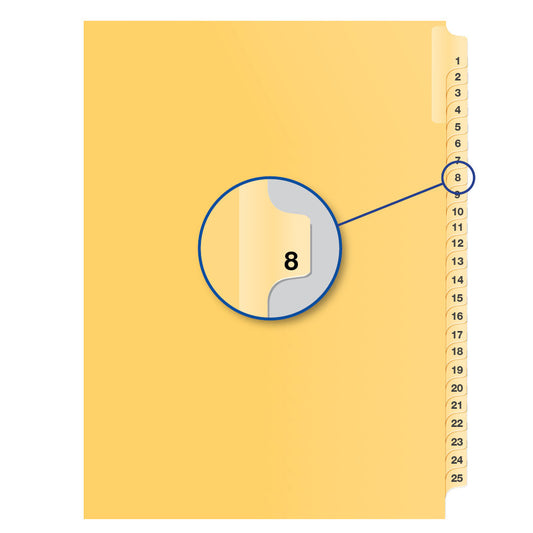 Legal Exhibit Dividers Buff #8 Letter Size, Pack of 25