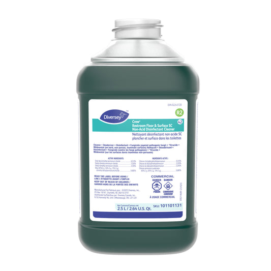 Nettoyant désinfectant non acide pour sols et surfaces de toilettes Diversey Crew SC - 2,5 L - Lot de 2