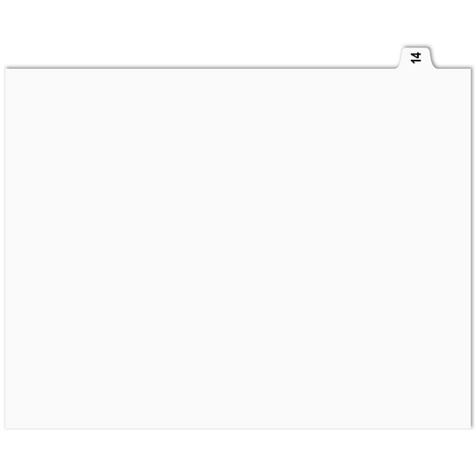 Apak Numerical Index Tabs - #14 - White - 8 1/2" x 11" - 1/15th Cut - 110 lb. - Unpunched - 25 Pack