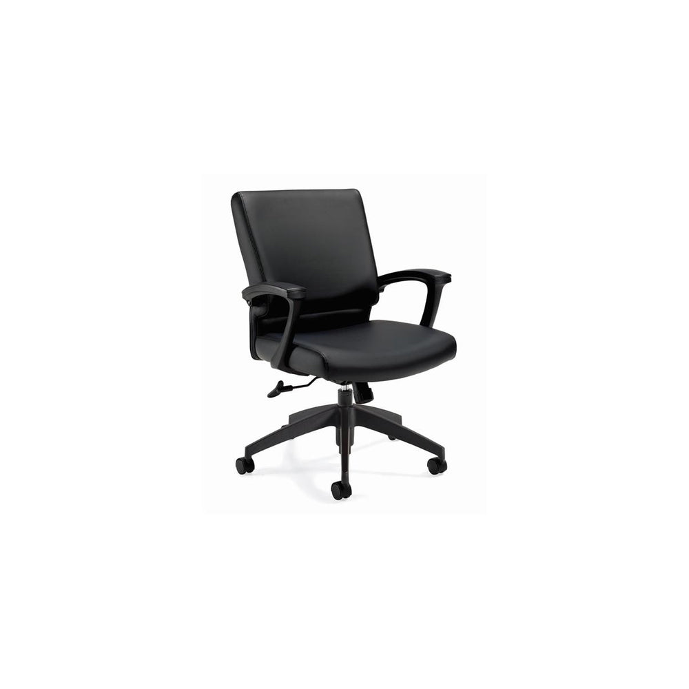 Fauteuil inclinable Global Vanier 37 po à dossier moyen et accoudoirs fixes – Luxhide noir