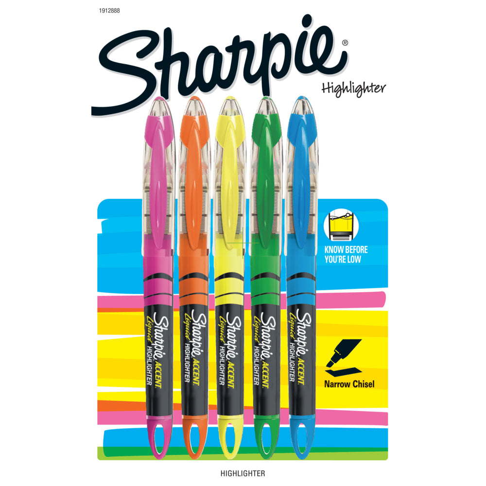 Sharpie Liquid Chisel Tip Pen-Style Highlighters - Assorted Colours - 5 Pack