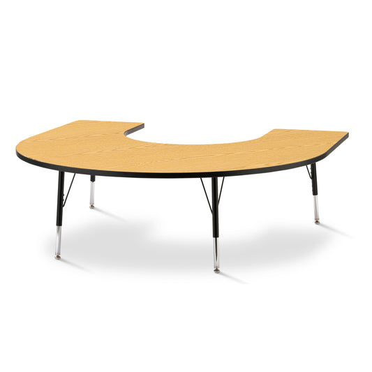 Table d'activités Jonti-Craft Berries en forme de fer à cheval - 66" x 60" - 15-24"H - Chêne/Noir