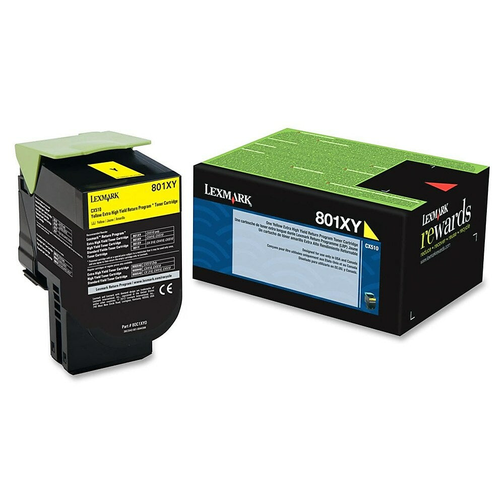 Cartouche de toner jaune Lexmark 801XY à rendement extra élevé (80C1XY0.CA)