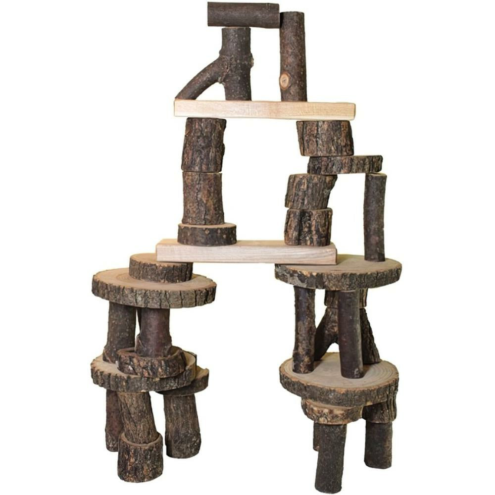 Tree Blocks Wooden Blocks Barked Set – D2D HealthCo.