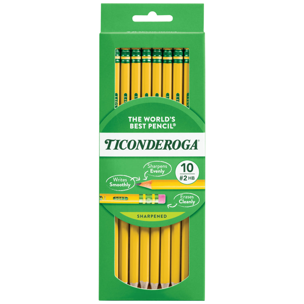 Ticonderoga - Crayons à mine noire en bois - HB pré-taillés - 6 CG - Paquet de 10