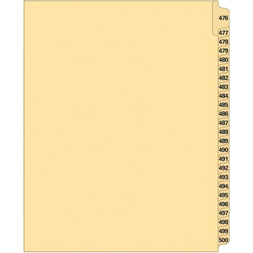 Supreme Litigation Tabs 25th Cut Numeric Set 11" Buff #476-500