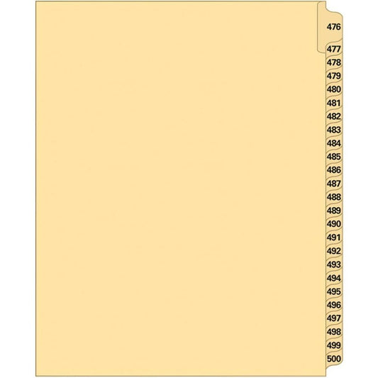 Supreme Litigation Tabs 25th Cut Numeric Set 11" Buff #476-500