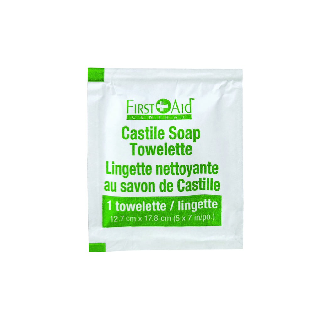 First Aid Central Castile Soap Wipes - 100 Pack