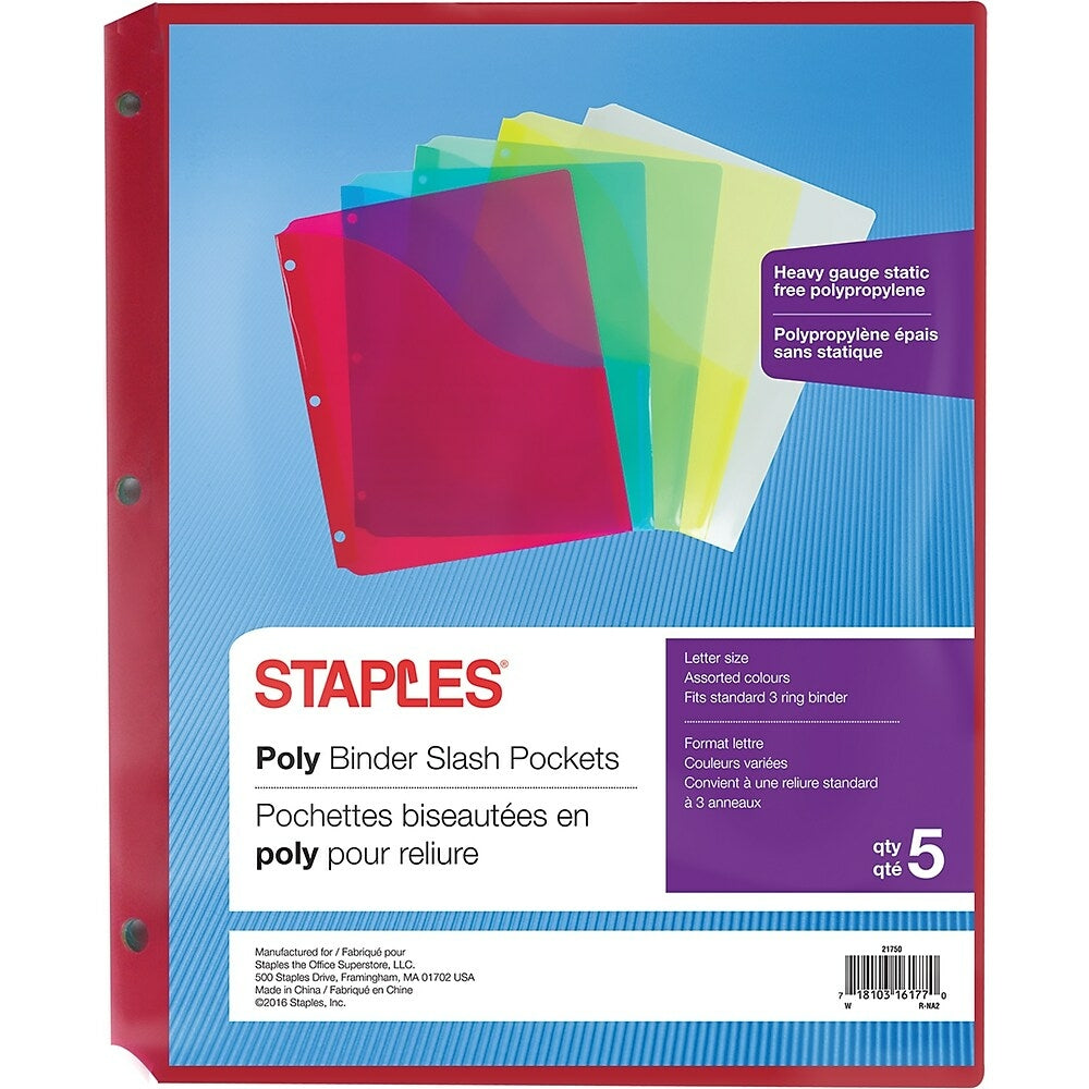 Pochettes de reliure Staples - Format lettre - Paquet de 5