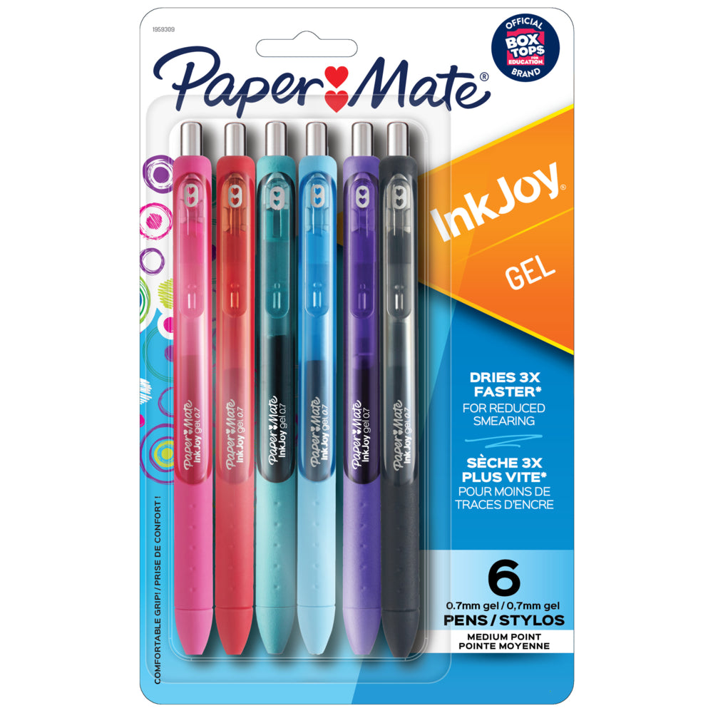 Paper Mate InkJoy Gel Pen - .7mm - Assorted Colours - 6 Pack