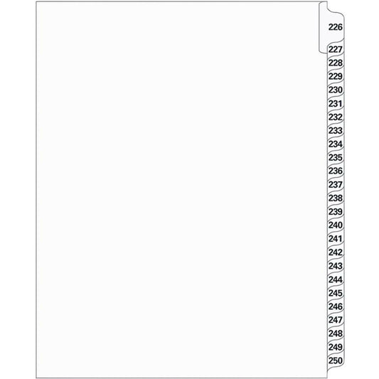 Supreme Litigation Tabs 25th Cut Numeric Set 11" White #226-250