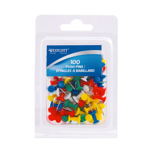 Punaises Westcott - 1" - Couleurs assorties - Paquet de 100