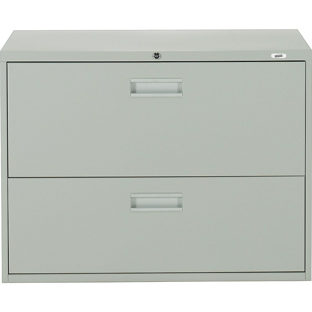 Classeur latéral Staples, 2 tiroirs, gris