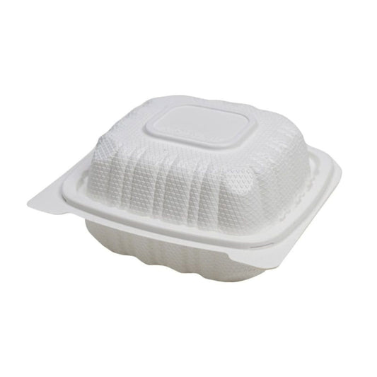 Eco Packaging Clamshell Food Container - 6" x 6" - 250 Pack