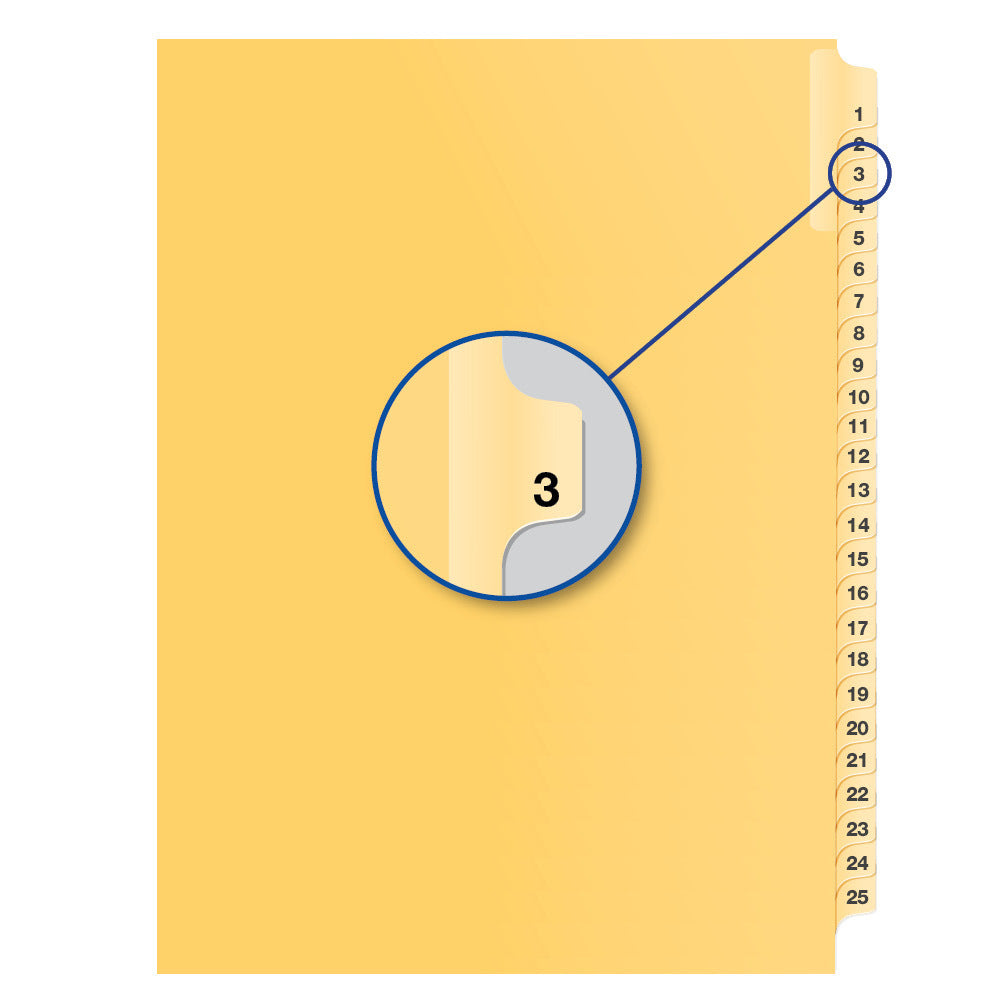 Legal Exhibit Dividers Buff #3 Letter Size, Pack of 25