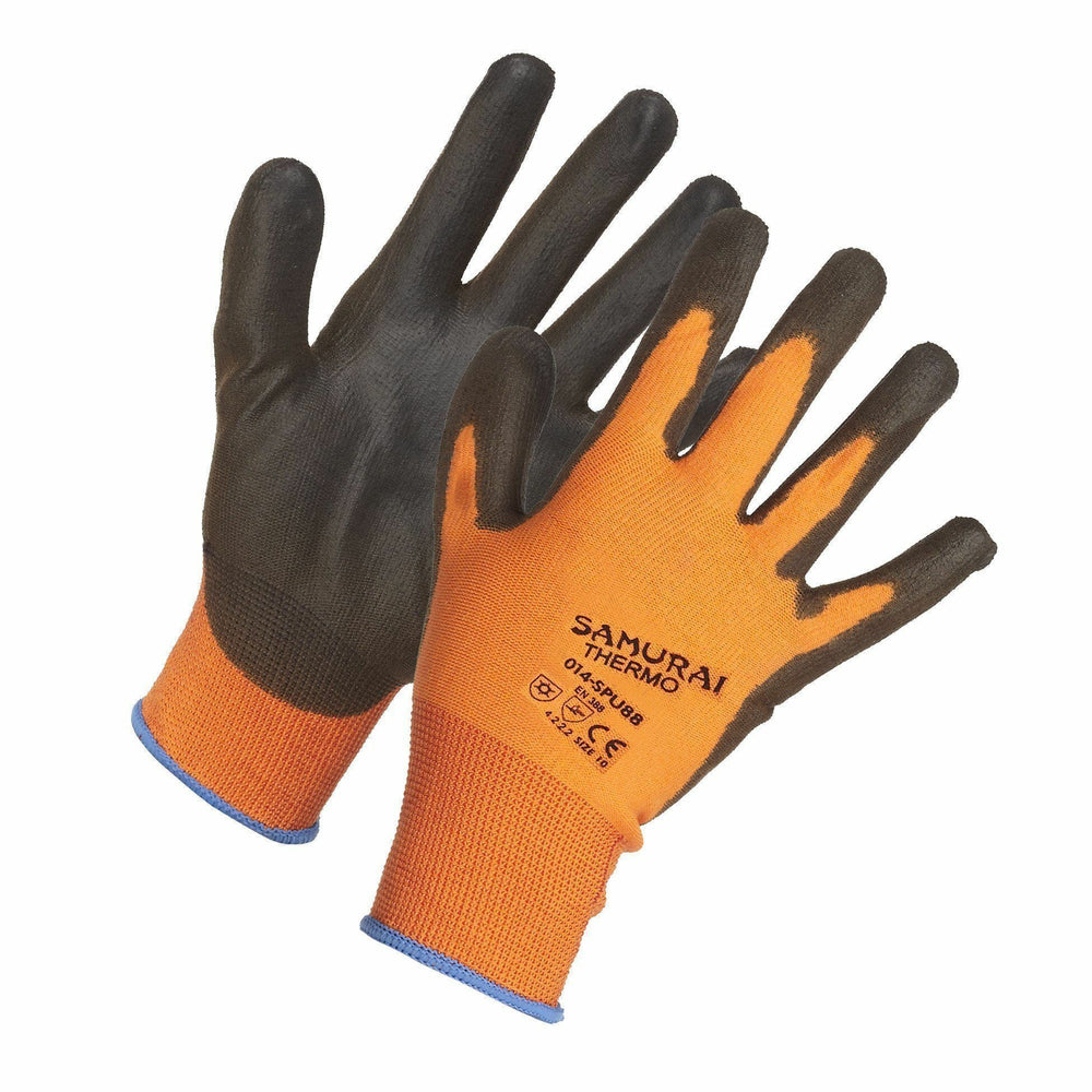 Forcefield Samurai Thermo Lightweight Thermal Resistant Palm Coated Work Gloves - Medium - Orange/Black