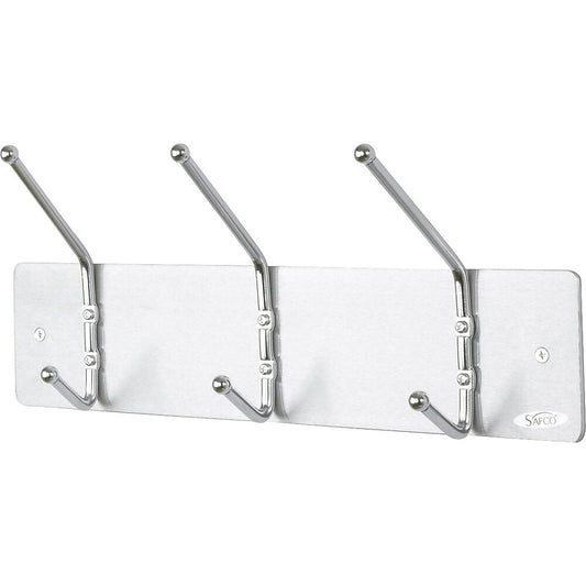 Safco Costumers, Wall Mounted, 3-Hooks, Chrome