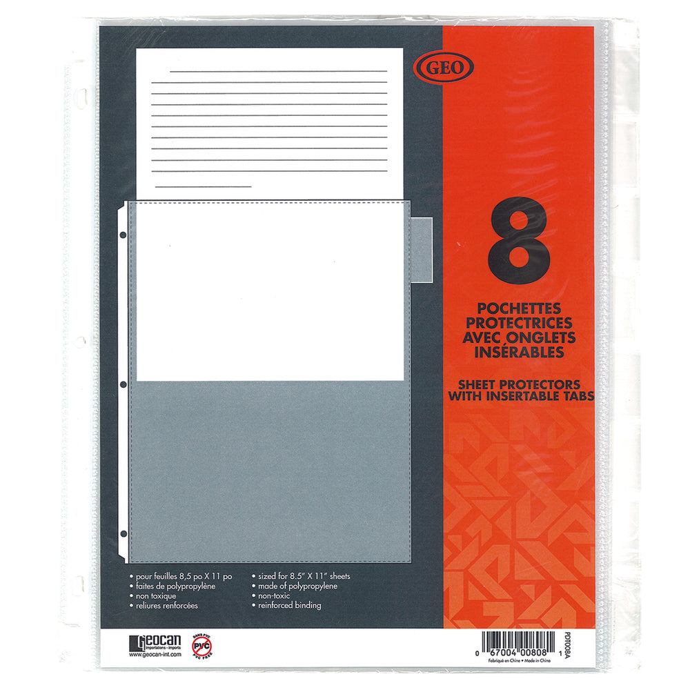 Geocan Sheet Protective Pockets with Tabs - 8 Tabs
