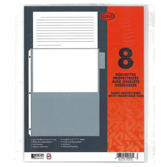 Geocan Sheet Protective Pockets with Tabs - 8 Tabs