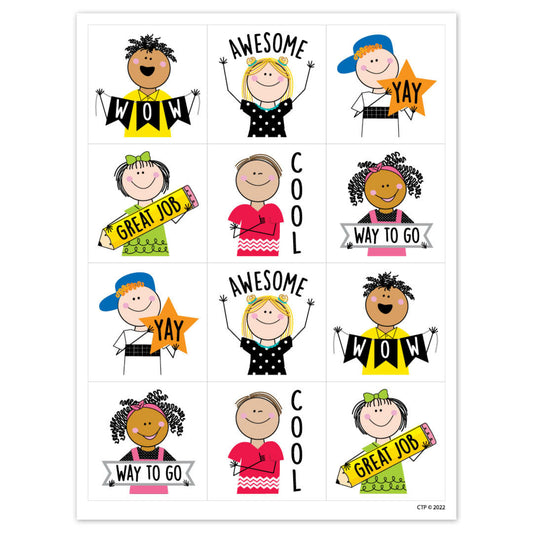 Creative Teaching Press Stick Kids Rewards Stickers - Approximately 1.5" x 1.5" - 60 Pack