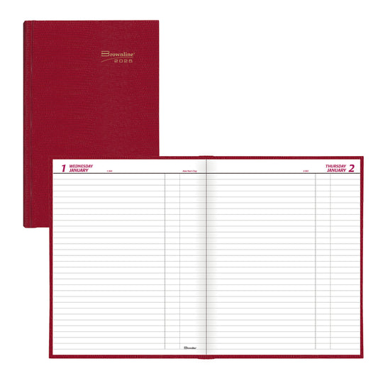 Brownline 2025 Daily Planner Perfect Binding - 10" x 7-7/8" - Red - English