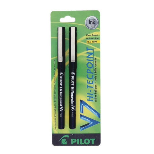 Stylo roller Pilot Hi-Tecpoint V7 0,7 mm noir, 2 par paquet