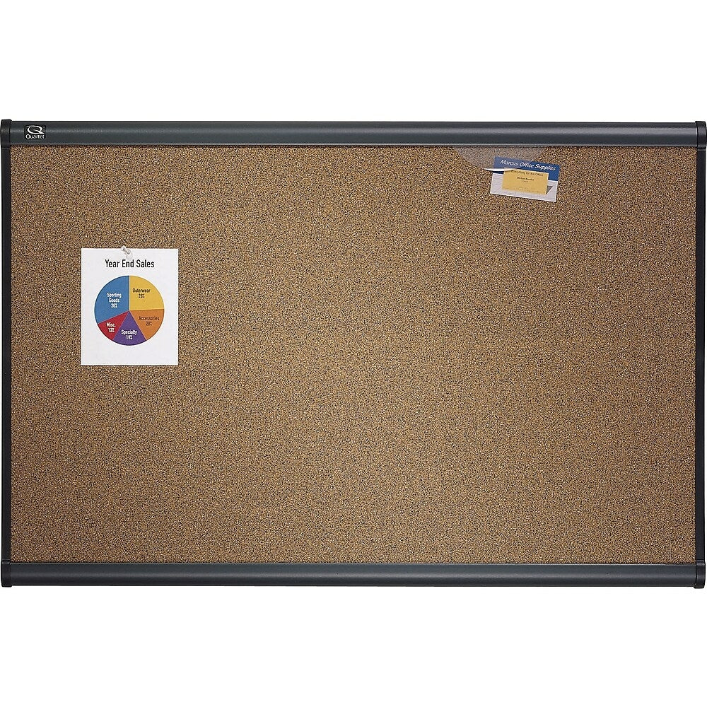 Quartet Prestige Coloured Cork Bulletin Board, Graphite Frame, 48" x 36"