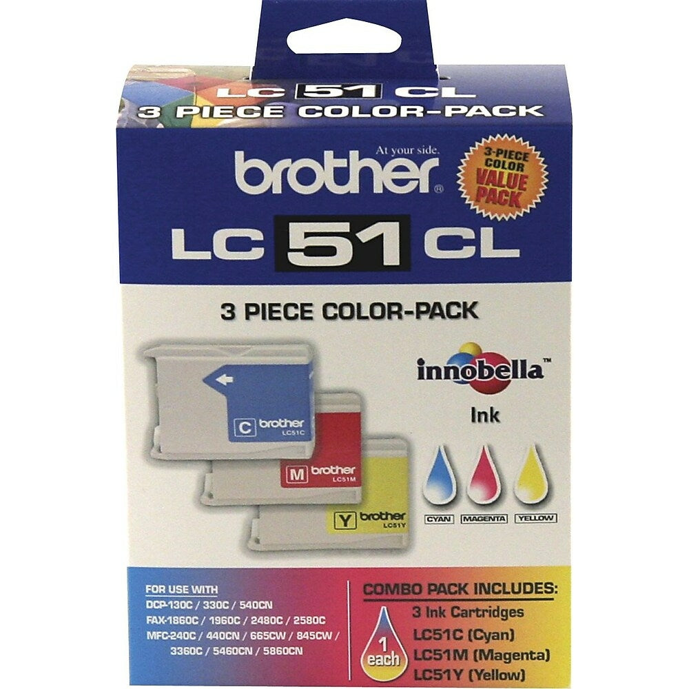 Lot de 3 cartouches d'encre couleur Brother LC51