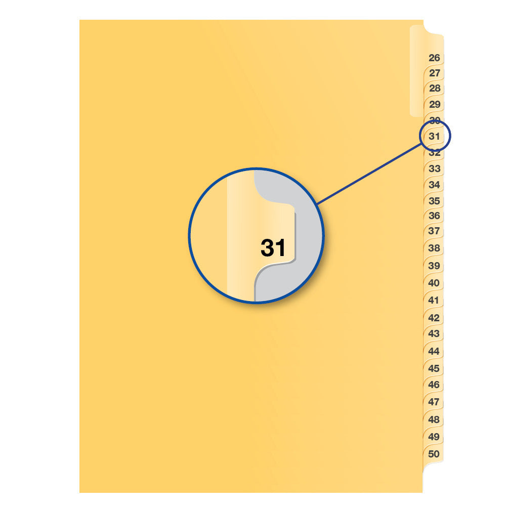 Legal Exhibit Dividers Buff #31 Letter Size, Pack of 25
