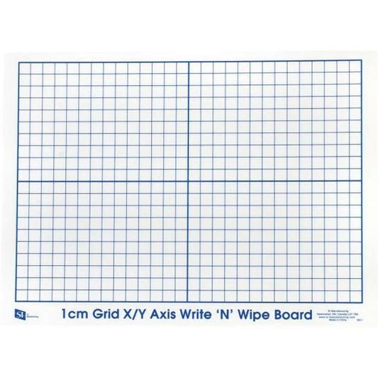 SI Manufacturing 1cm Grid X/Y Axis Write 'N' Wipe Board - 9" x 12" - 10 Pack