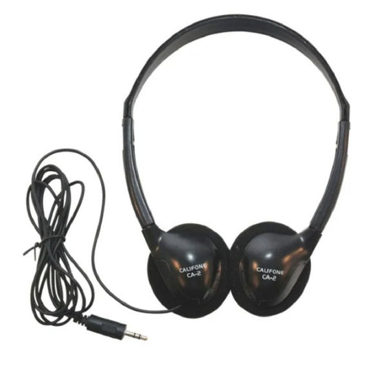 Califone Lightweight Stereo Headphone with Storage Bag - Black