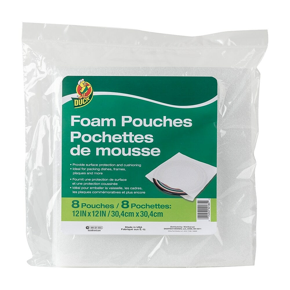 Duck Brand Foam Pouches, White, 12" x 12"