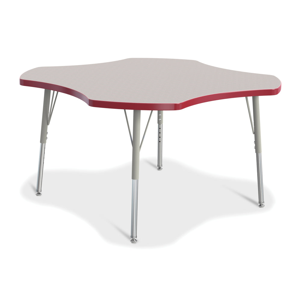 Table d'activités Jonti-Craft Berries à quatre feuilles - 15-24 po de hauteur - Gris tacheté/rouge