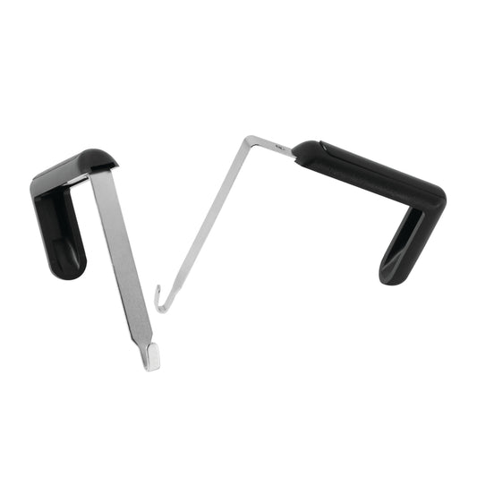 Supports de cloison Quartet pour cabines - Métal recouvert de plastique noir - Lot de 2